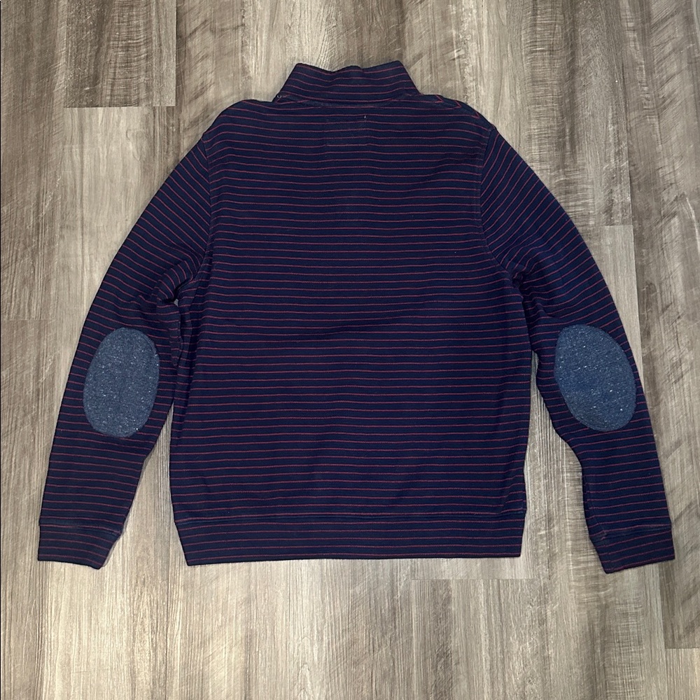 Jos. A. Bank 1905 Tailored Fit Navy and Red Striped Quarter Zip Pullover - XL - Picture 3 of 7